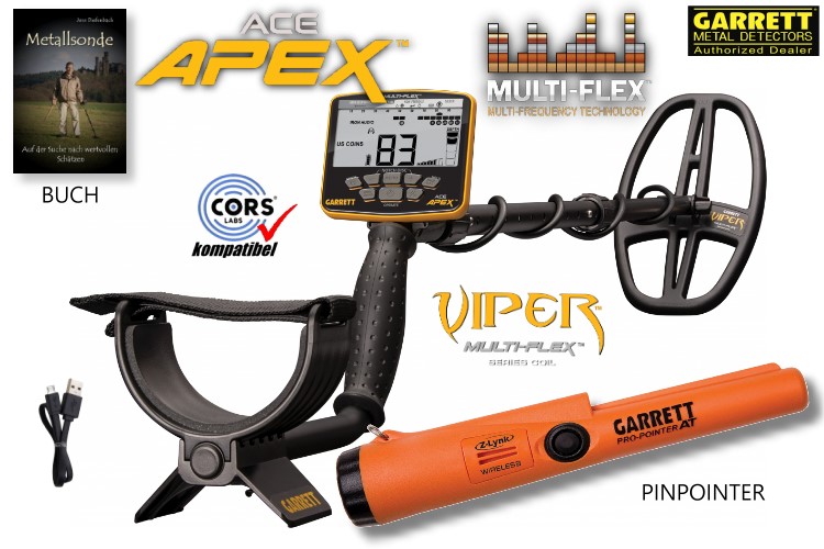 Garrett ACE APEX Metalldetektor & Pinpointer PRO-Pointer AT Z-Lynk
